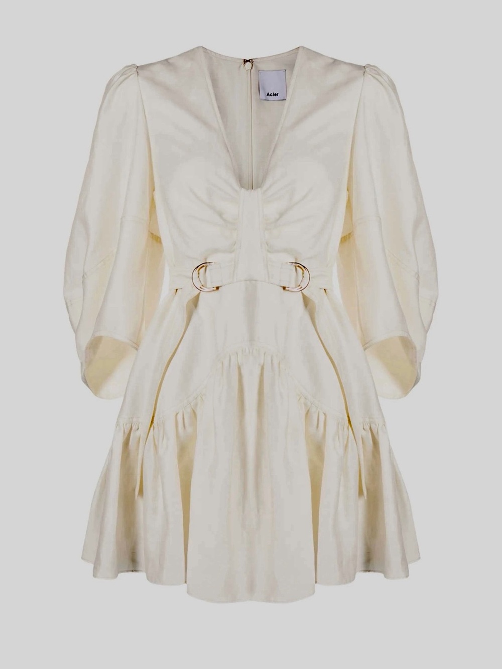 ACLER Designer Creme Double-Belt Flared Dress Size 4